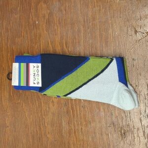 2 pack men's Crew Socks Shoe sz 6-12.5, blue, green Funny Socks